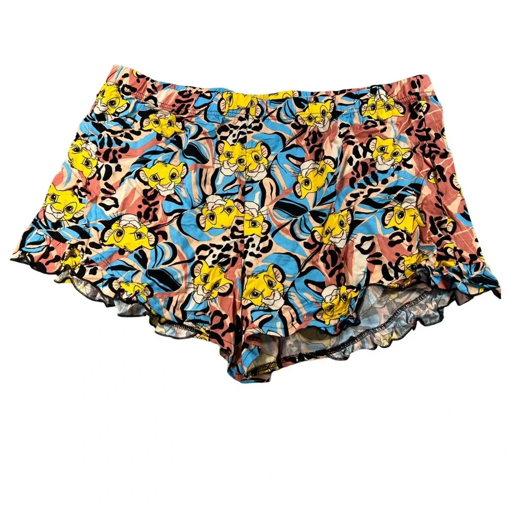 Disney‎ Lion King Simba Sleep Shorts Plus Size 2X 18W-20W Blue Pink Rayon - Picture 2 of 6